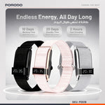 Porodo Trackfit Pro Smart Bracelet Fitness Tracker, Health & Fitness Wearable with Heart Rate, Activity & Sleep Tracker, App Support, 10 Days Working Time, Water Resistant Smart Fitband, Black 4644