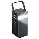 Black metal canister with a handle on a white background