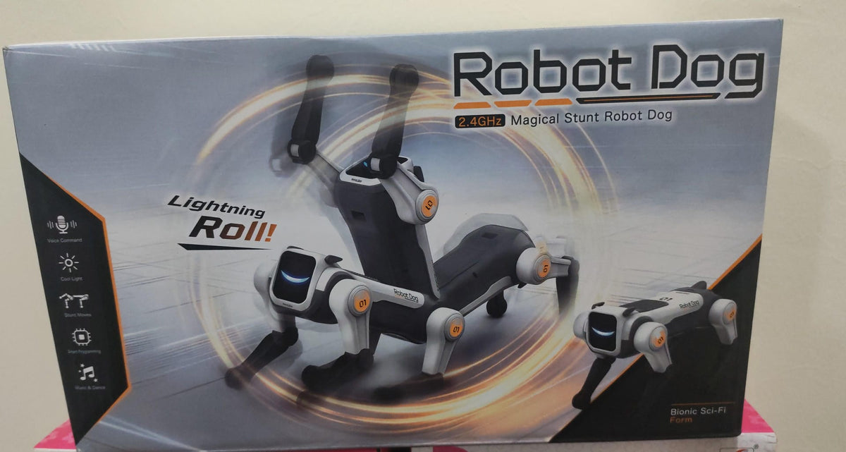 2.4GHz Robot Dog Magical Stunt RC Toy – Interactive Remote Control Robot Dog,-white
