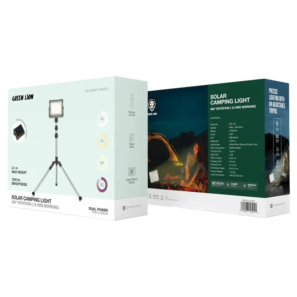 Green Lion Solar Camping Light 7200mAh - Silver