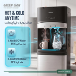 Green Lion 2-in-1 Water Dispenser & Built-in Ice Maker, Top Load Hot Cold Water Cooler Dispenser, Produces 8 kg Bullet Ice Daily