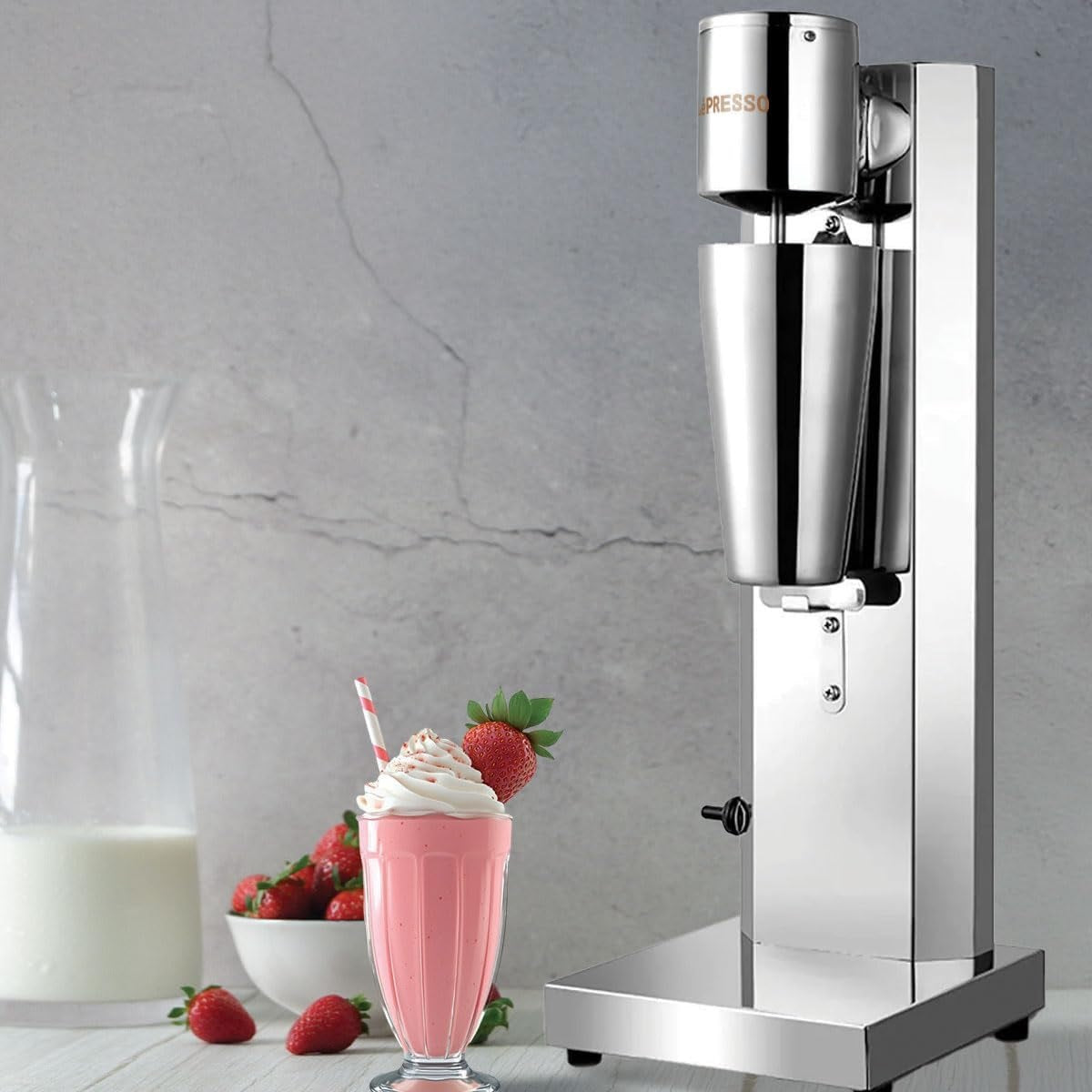 LePresso Frosty Whip Milk Shake Maker with Dual Gear Speed Control - Silver