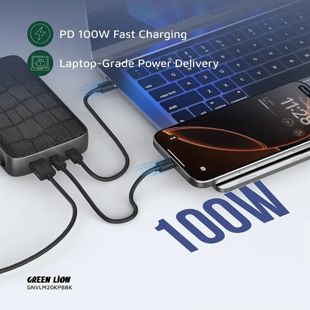 Green Lion Valmont 20000mAh Power Bank PD 100W - Black