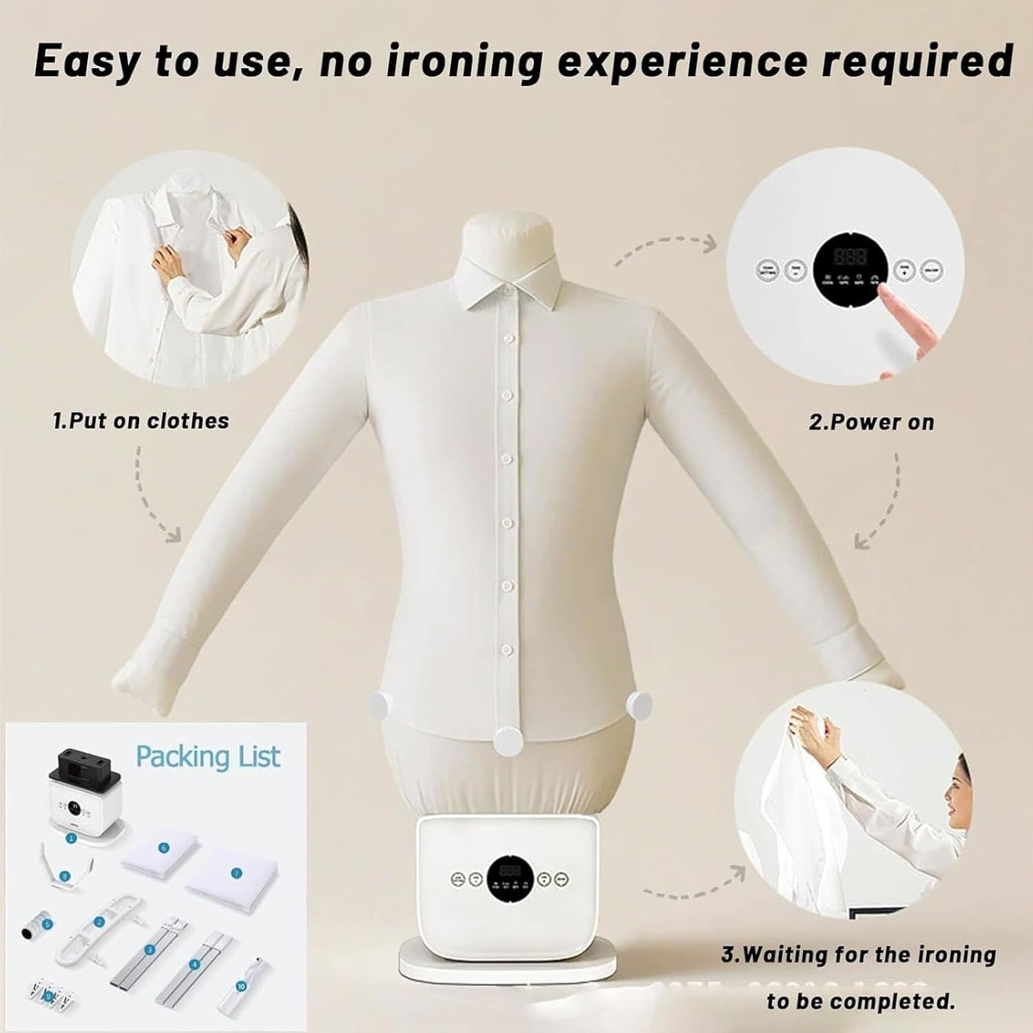 2026 New Ironing Machine, upgrade Automatic Ironing Machine, Time & Temperature Adjustable, 8 Minutes Quick Ironing Dry & Built-In Aromatherapy Tank, for Shirts, Pants, Shoes