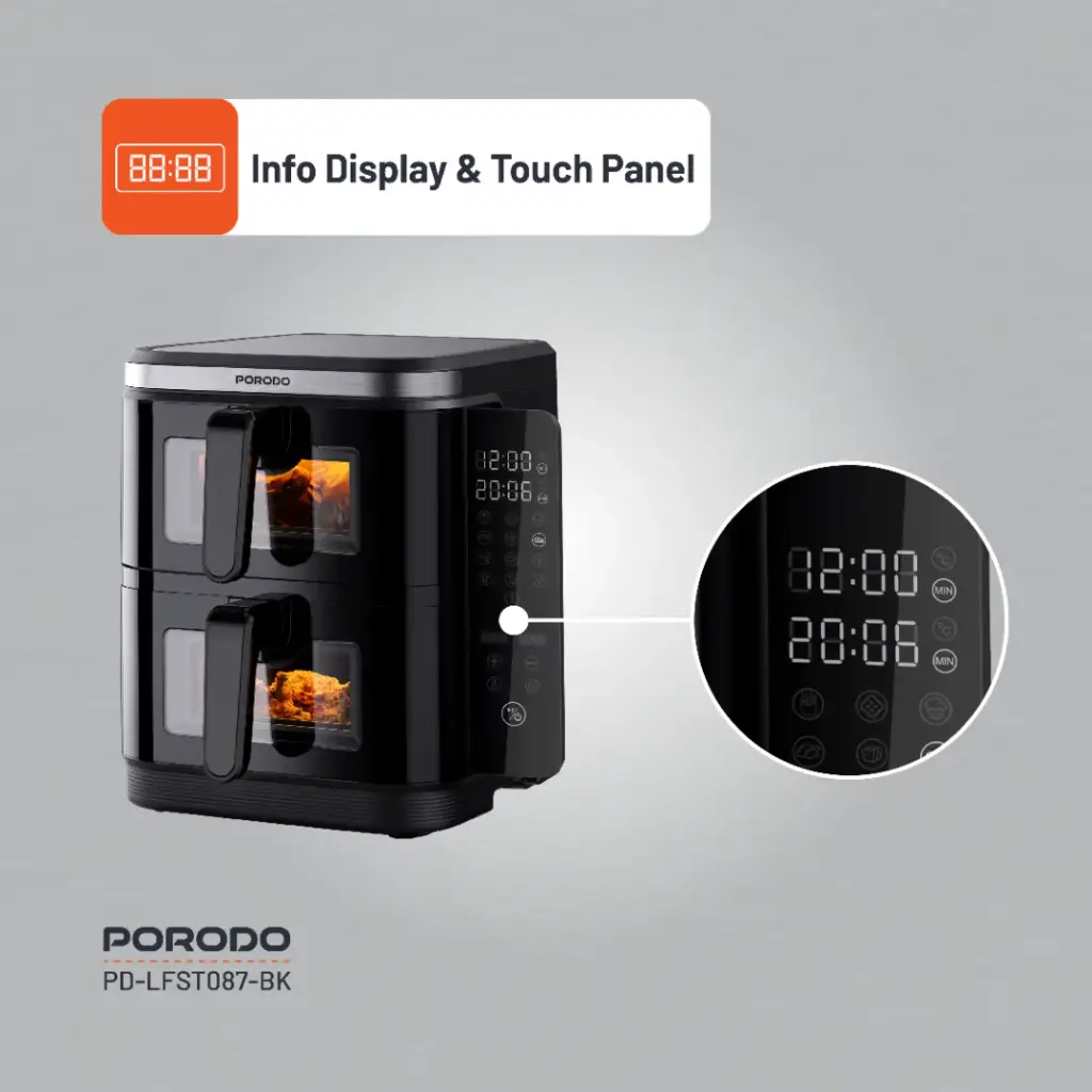 Double Stack Air Fryer with 12 Presets - Porodo 8499