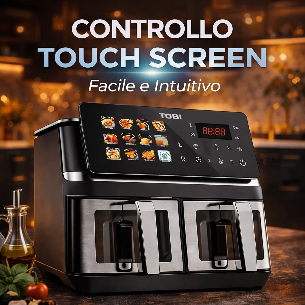 TOBI Full Color Display Air Fryer 15L 2400W Dual Basket Digital Touch Screen – Model TB-969