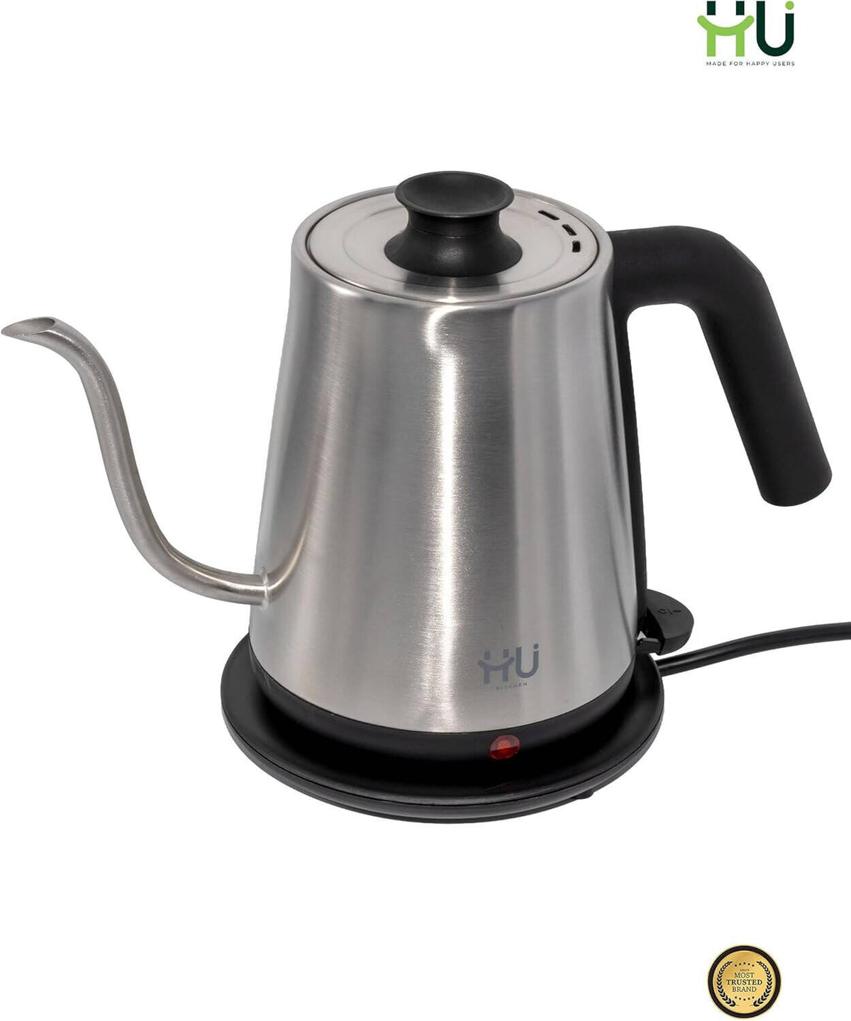 HU Gooseneck Electric Kettle 0.8L Stainless Steel Pour-Over Kettle – HKI-1007