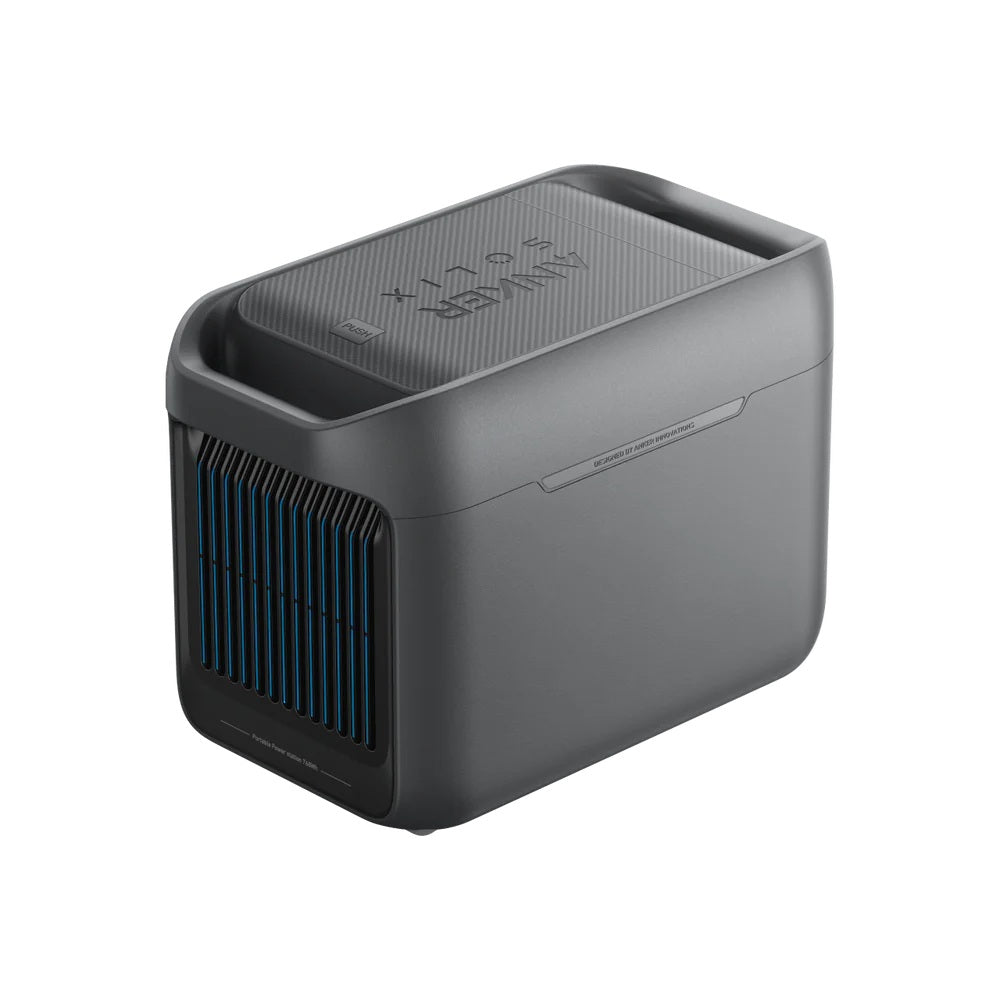 Close-up of HyperFlash AC charging cable plugging into the Anker SOLIX