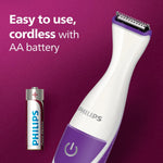 Philips Body Trimmer For Women, Skin Safe With Rounded Tips, 2In1 Trim Or Shave, Hair Removal For Intimate Areas,Arms,Legs & Body, No Skin Irritation, Travel Friendly I2 Year Warranty-BRT383/