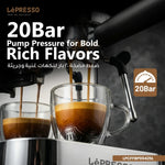 Lepresso IlBurrone 20 Bar Italian Pump Coffee Machine with Bean Grinder and Steam Wand - Silver