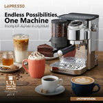 Lepresso IlBurrone 20 Bar Italian Pump Coffee Machine with Bean Grinder and Steam Wand - Silver