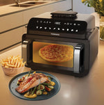 Porodo 3-in-1 Air Fryer & Pizza Maker, Electric Oven, Family Size 10.5L, 2100W Power, 10×Cooking Modes, Delay Function, LED Display, Indoor Grill, Pizza Machine & Airfryer, No Oil Grilling, Fry & Bake
