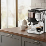 Lepresso IlBurrone 20 Bar Italian Pump Coffee Machine with Bean Grinder and Steam Wand - Silver