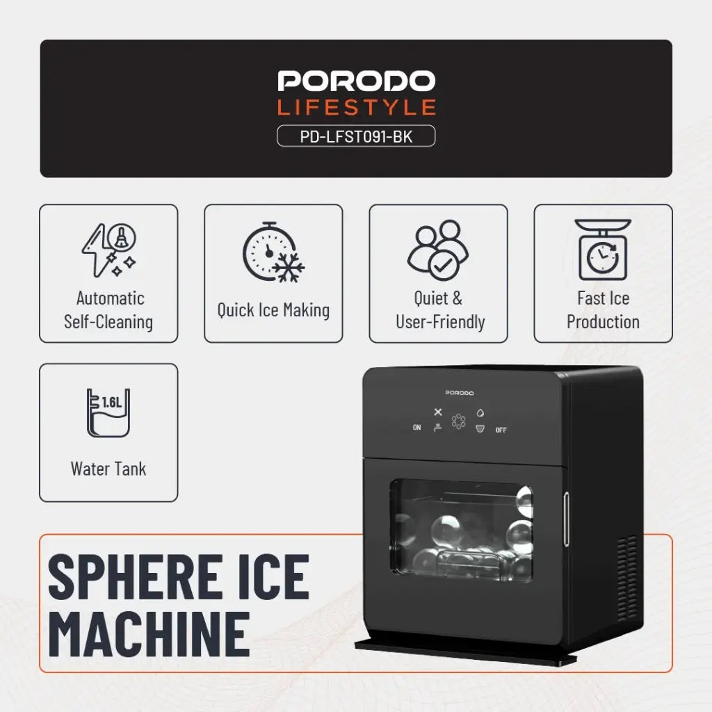 Porodo Lifestyle Sphere Ice Machine - Black