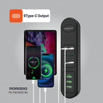 PORODO charging station with multiple devices on a gray background
