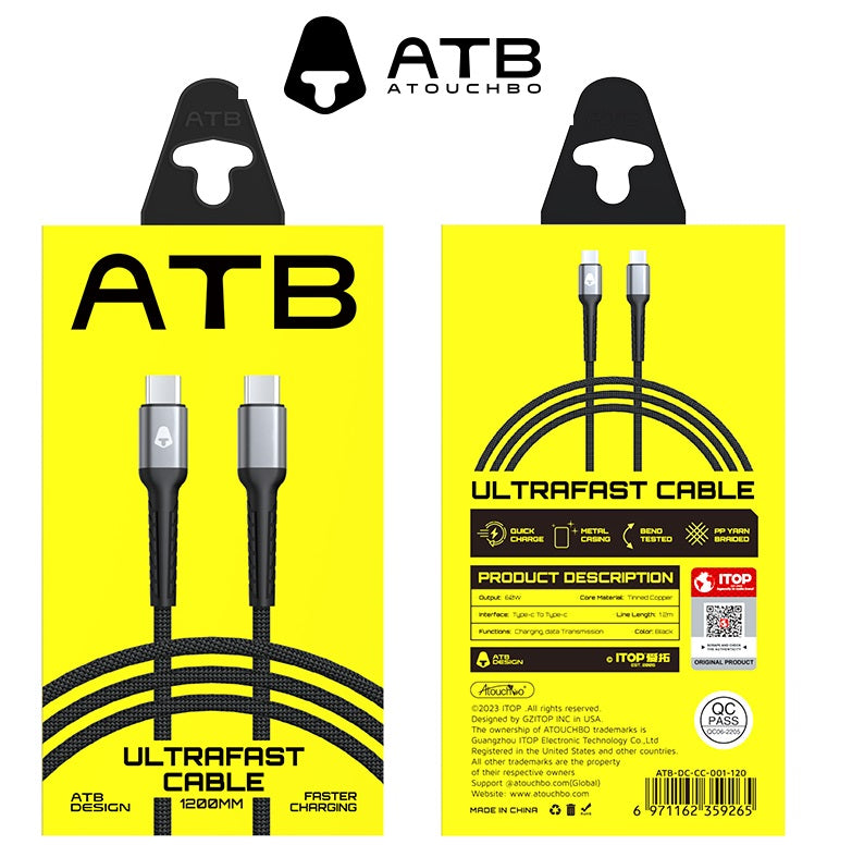 AG Aluminum Alloy Braided Charging & Data Cable 1.2M with Fast Charging Support - 9265