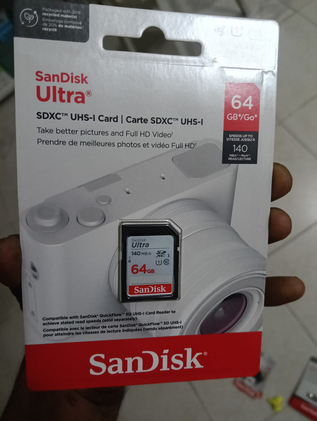 Camera Memory Card Sandisk Ultra 64gb 140mb/sec