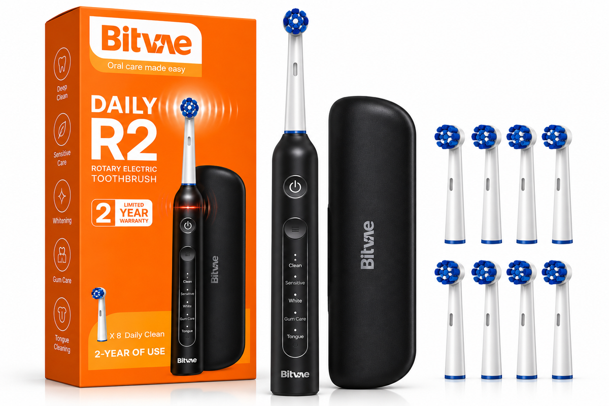 Bitvae Daily R2 Rotary Electric Toothbrush – Black
