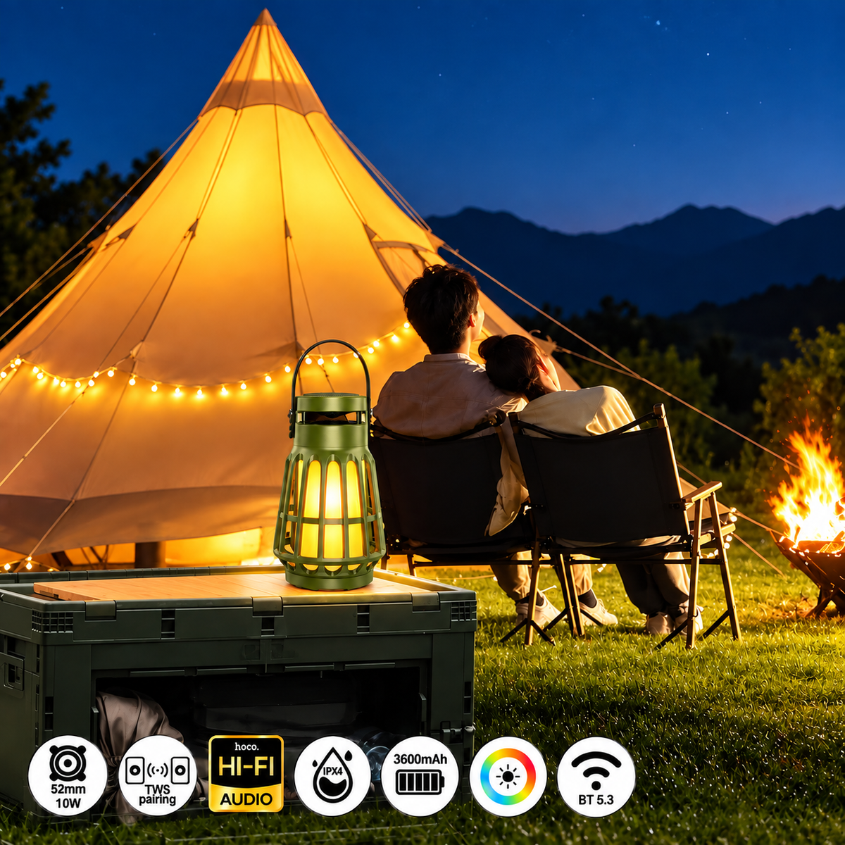 Bluetooth Speaker with Camping Lamp - Hoco BS61
