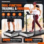 Porodo Athlete Dual-Function Treadmill with Built - in Vibration Training - Black