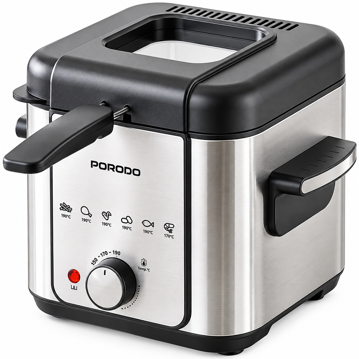 Porodo Lifestyle Crispo Single Basket Electric Deep Fryer - Silver / Black