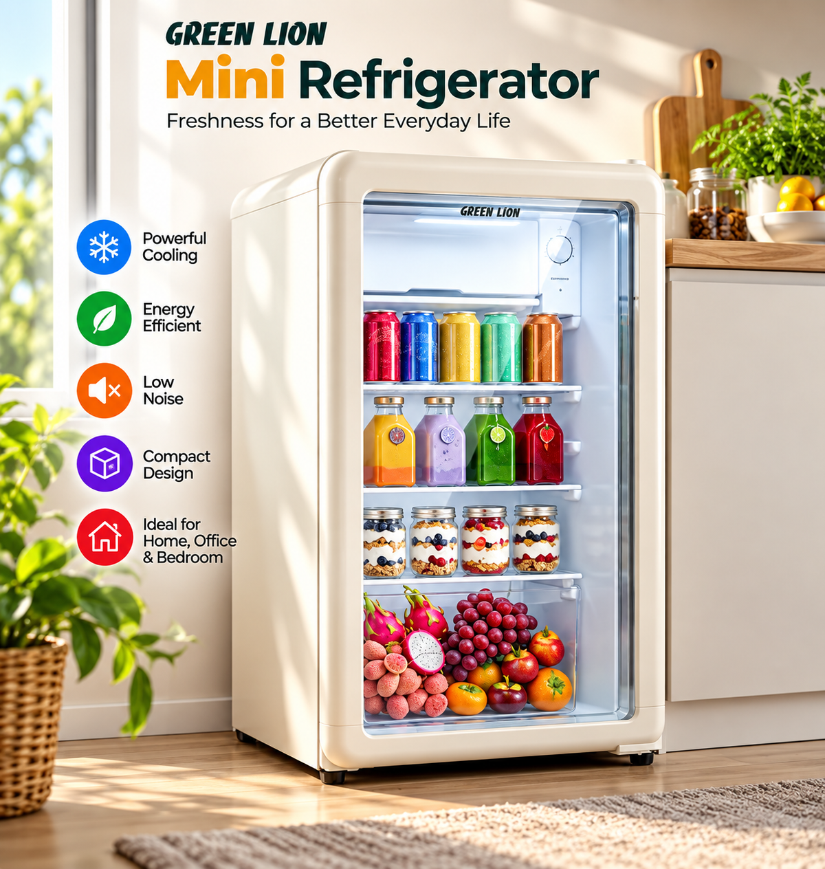 Green Lion Classic Refrigerator 83 Liters - White