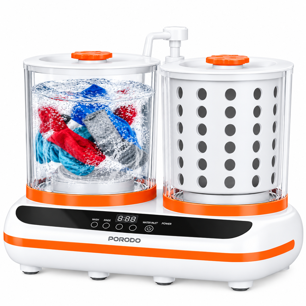 Porodo Lifestyle Launder Twin 2L Portable Mini Washing Machine - White