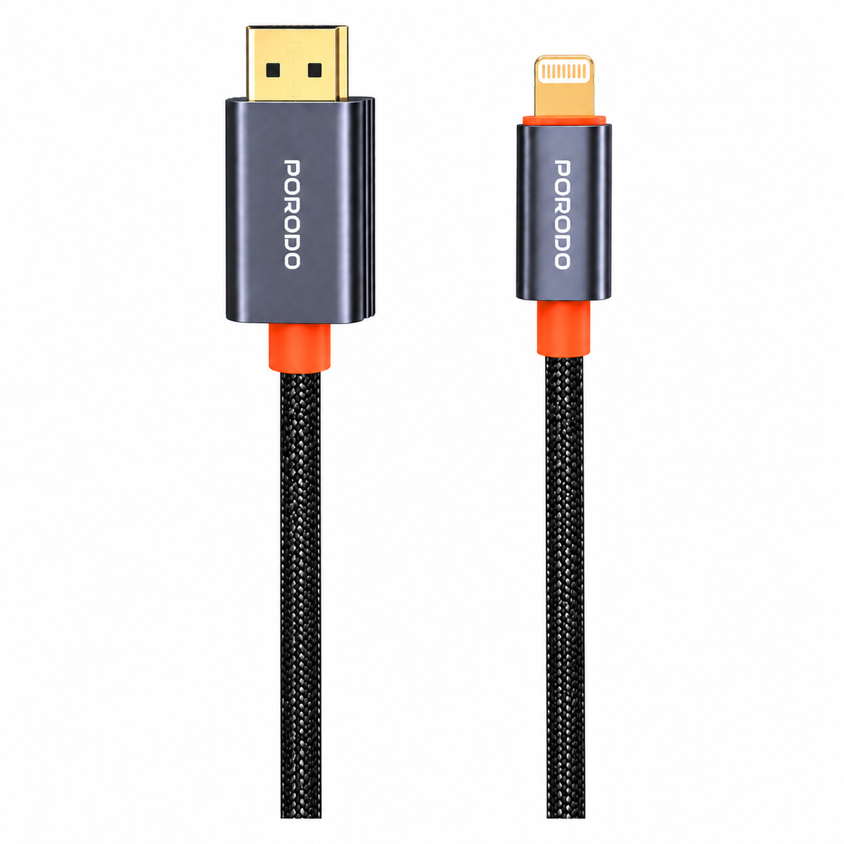 Porodo Woven Braided Lightning To Hdmi Cable (2M, 1080P Full Hd)