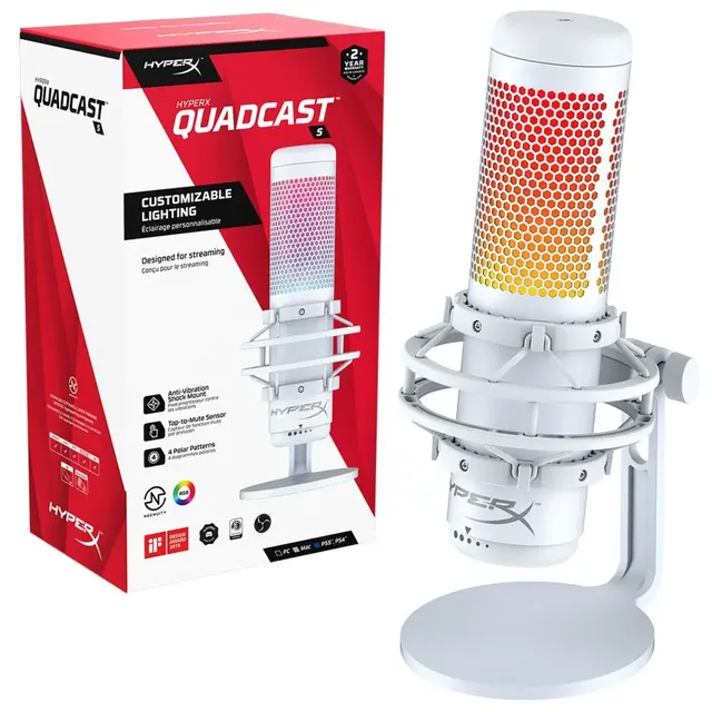 USB Gaming Microphone (RGB Lighting) - HyperX QuadcastS