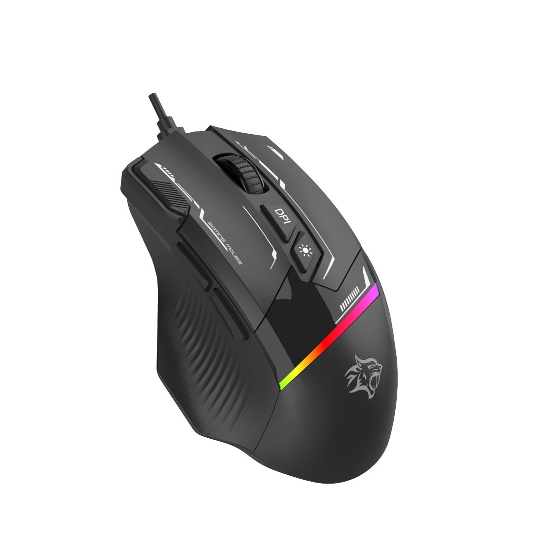 Gaming mouse with RGB lighting on a white background