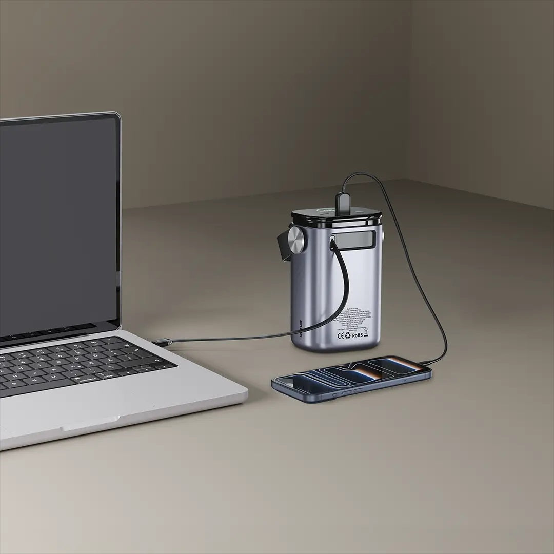 Power Bank For Laptop, Tablet, Smart Phone And More 30000Mah Pd 100W (Built-In Two-Way Cable) - Green Lion 0574