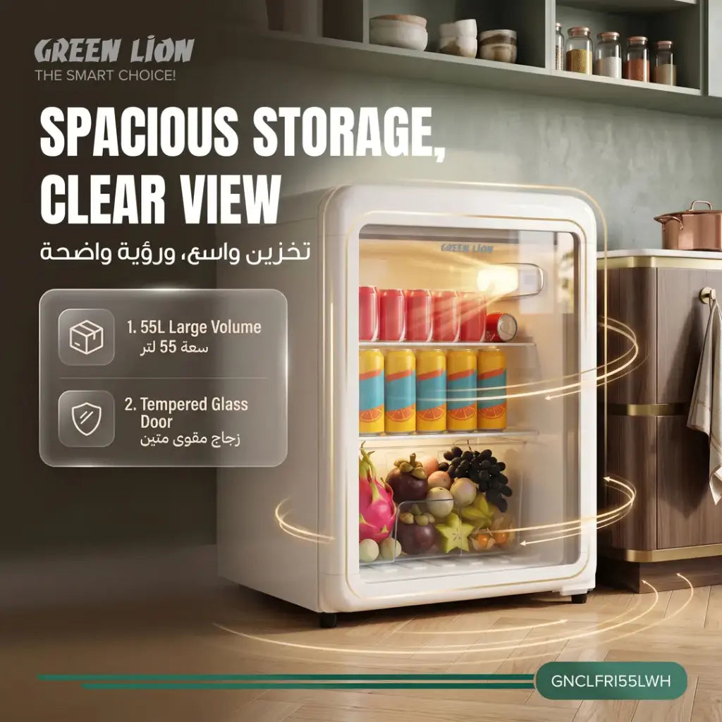Green Lion Mini Classic 55L Refrigerator - White