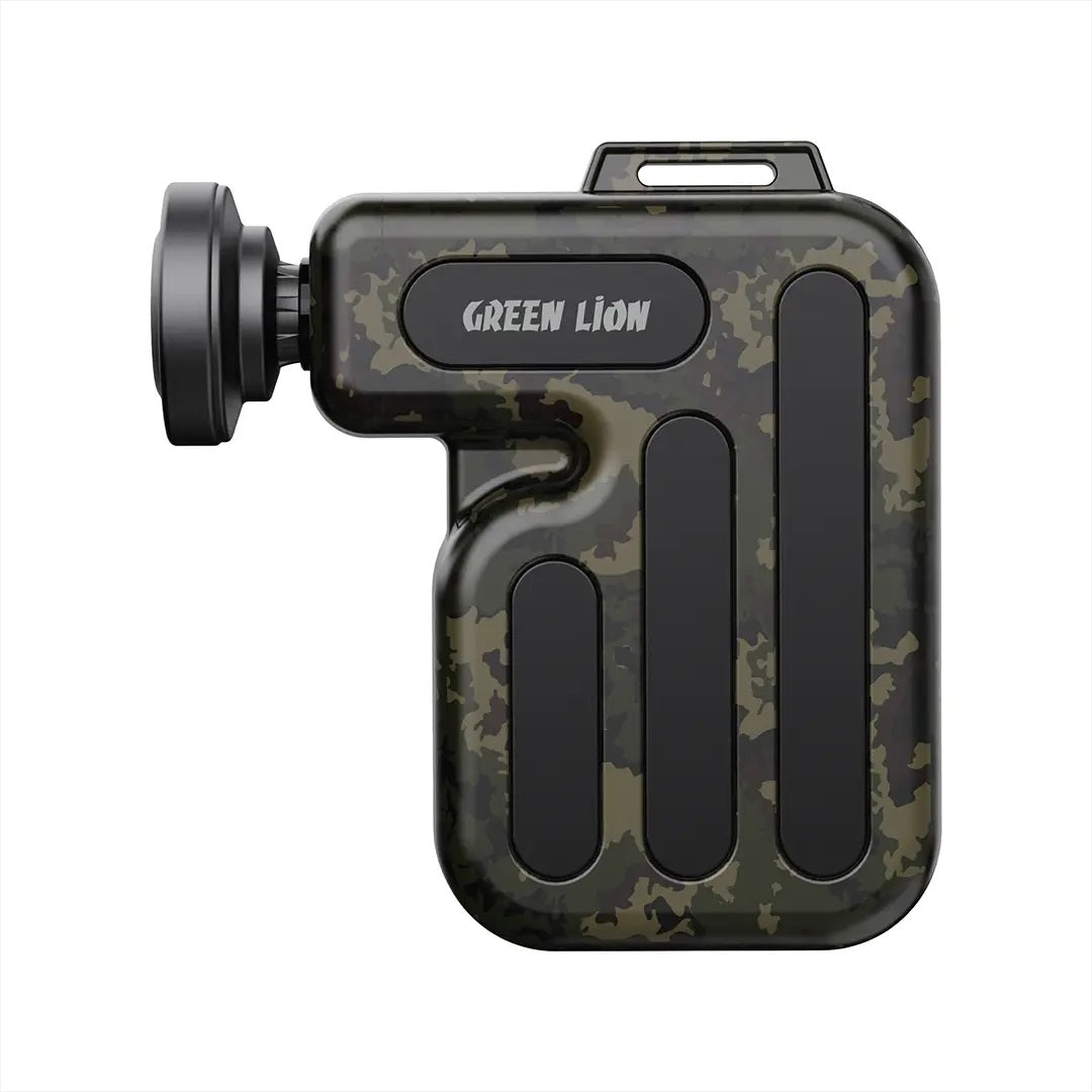 Green Lion Minion Mini Massage Gun – 4-Speed Portable Muscle Massager with LED Flashlight, Army Green 6550