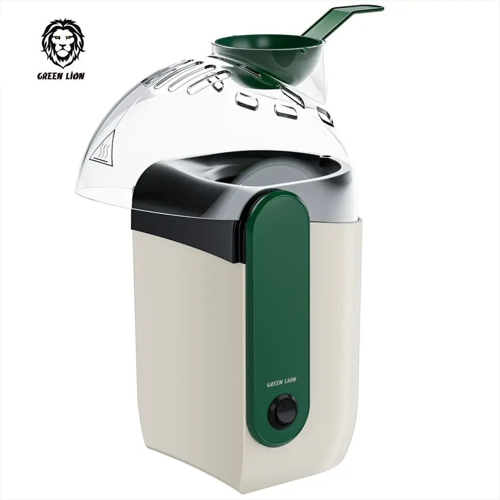 Green Lion Pop Mate Popcorn Maker 1200W – Hot Air Popcorn Machine, Oil-Free, White 8784