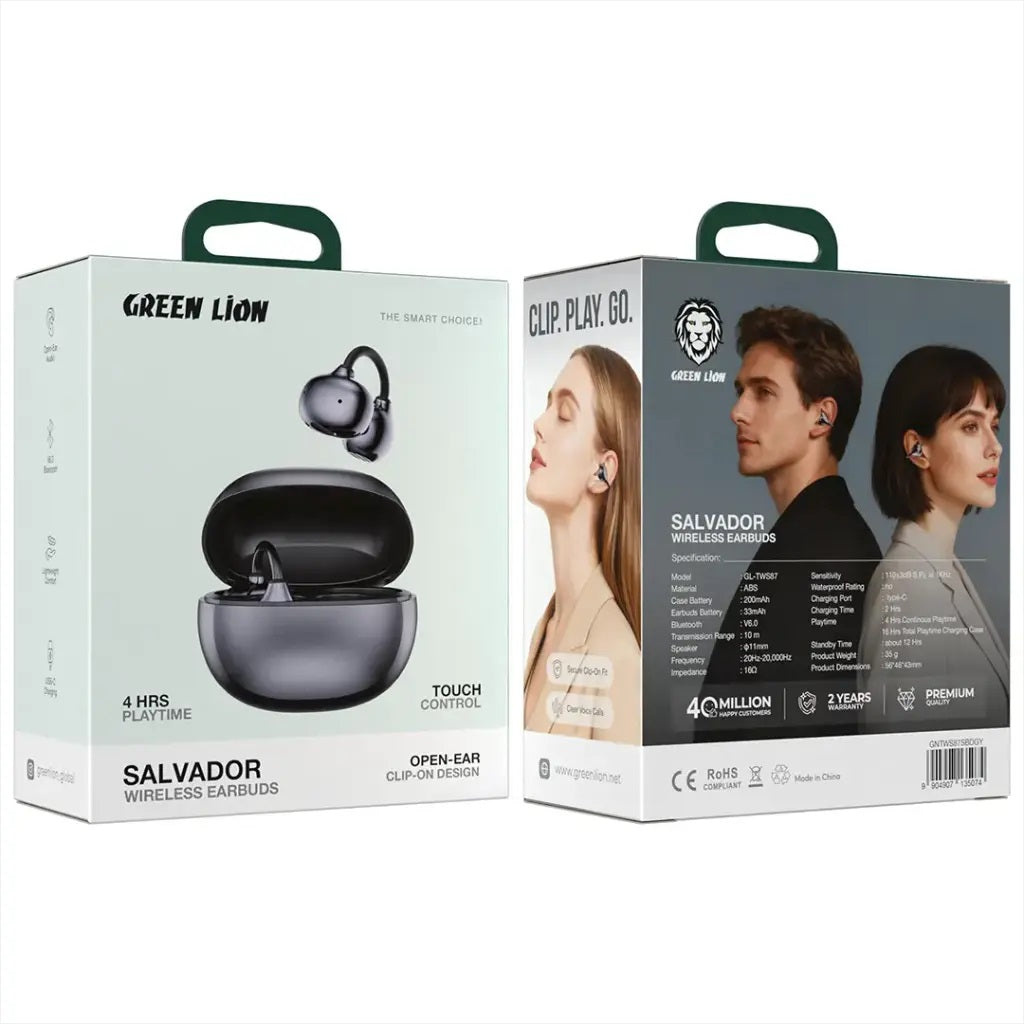 Green Lion Salvador Wireless Earbuds – Open-Ear Bluetooth 6.0 Earbuds with 16 Hours Total Playtime 5074