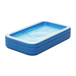 Rectangular inflatable pool with blue water on a white background