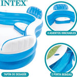 Intex inflatable pool with features highlighted on a white background