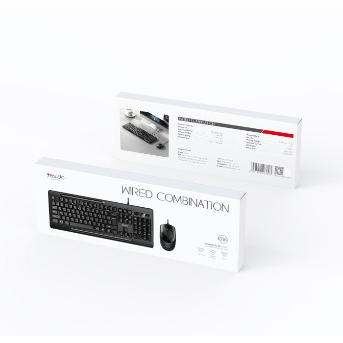 Yesido KB14 Wired Keyboard & Mouse Combo – High-Quality Desktop & Laptop Set
