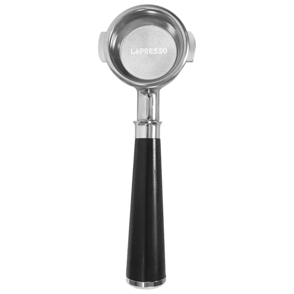 La'Presso coffee filter holder with black handle on a white background