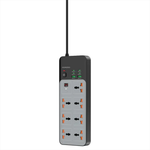 Porodo 3000W | 7AC Universal Power Strip with 6 USB Ports (4C + 2A) - Gray 862