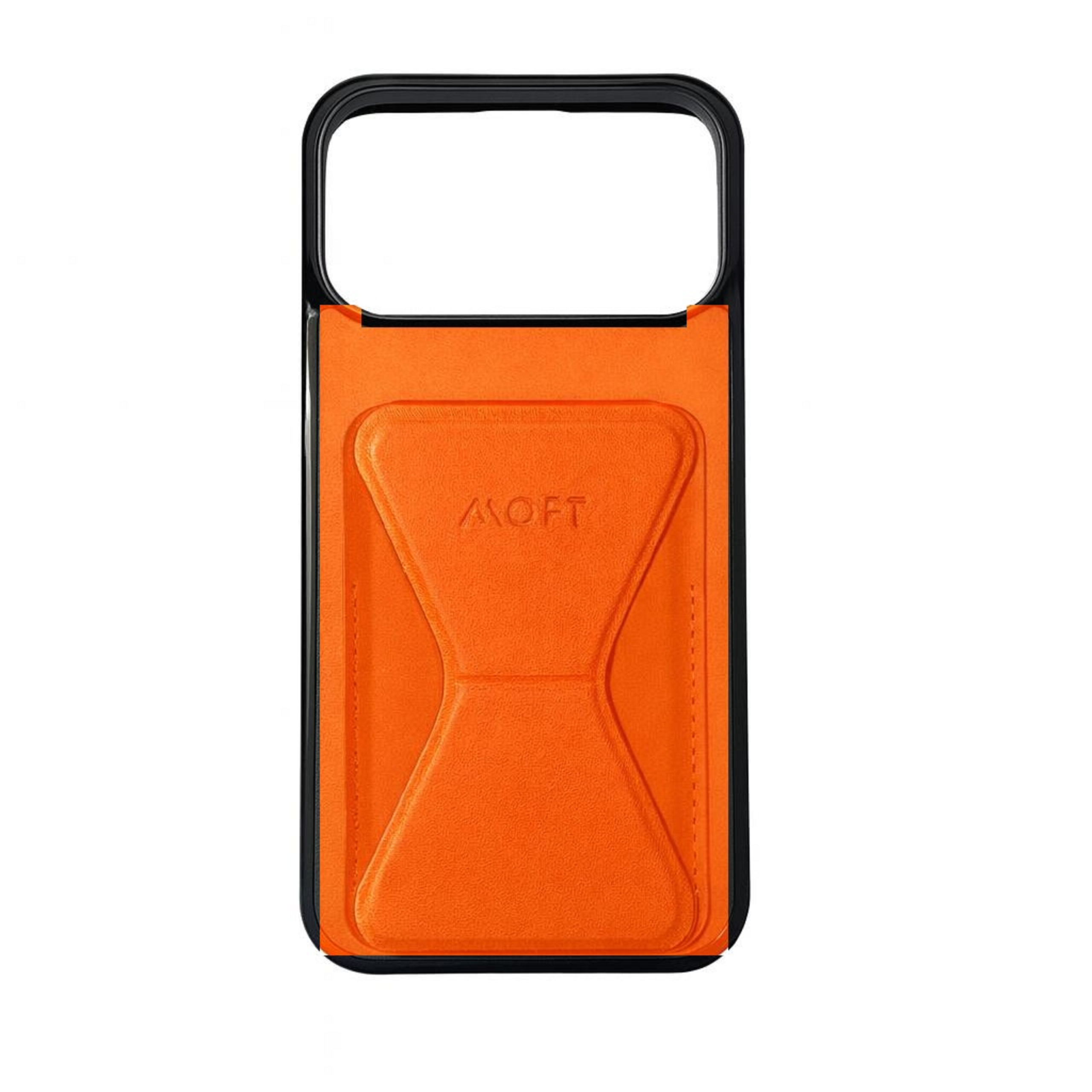 MOFT orange leather case for iPhone 17 Pro Max featuring a slim aesthetic.