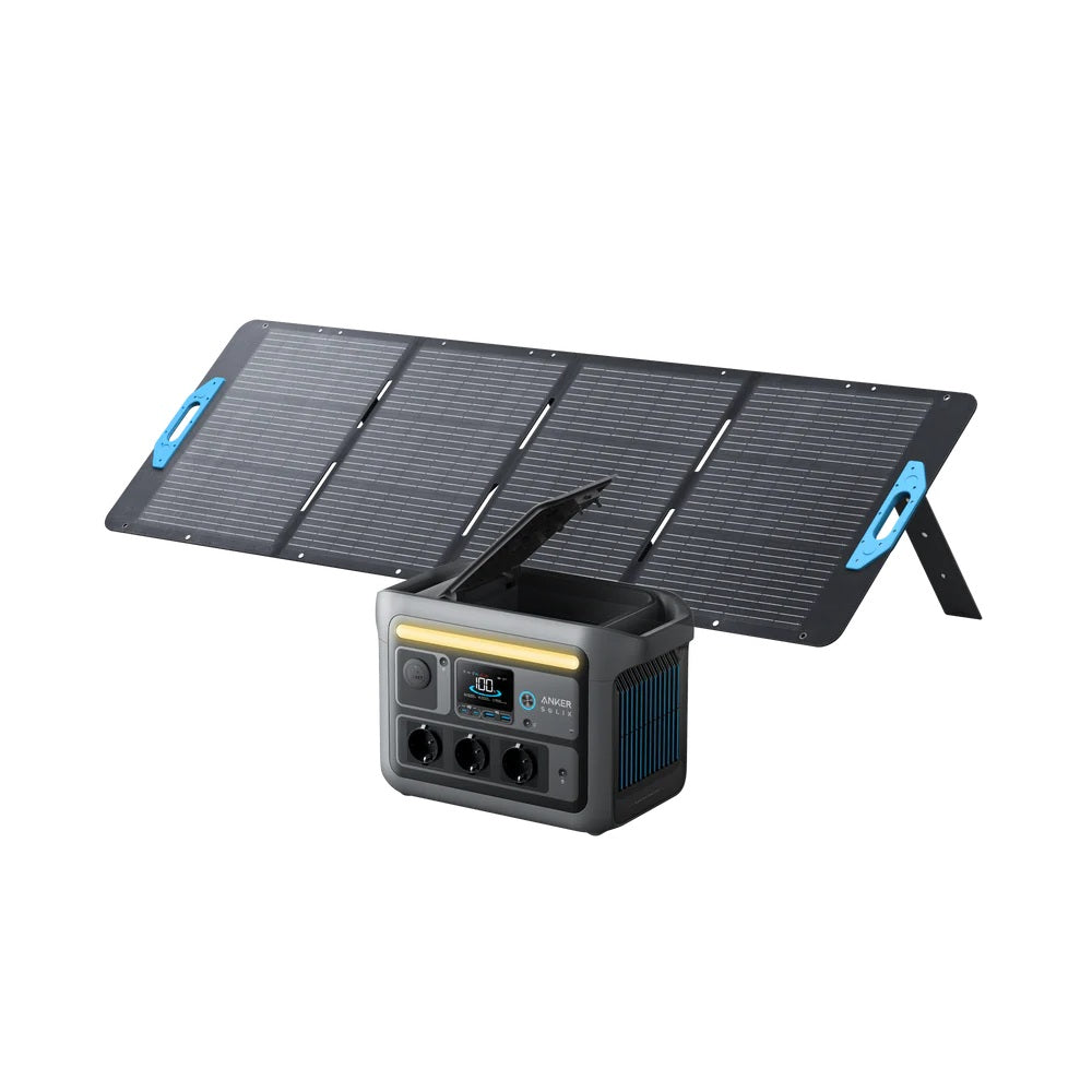 Outdoor Use: Anker SOLIX C800 powering a cooler and outdoor speakers at a campsite.