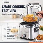 Porodo Lifestyle Crispo Single Basket Electric Deep Fryer - Silver / Black