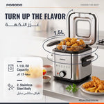 Porodo Lifestyle Crispo Single Basket Electric Deep Fryer - Silver / Black