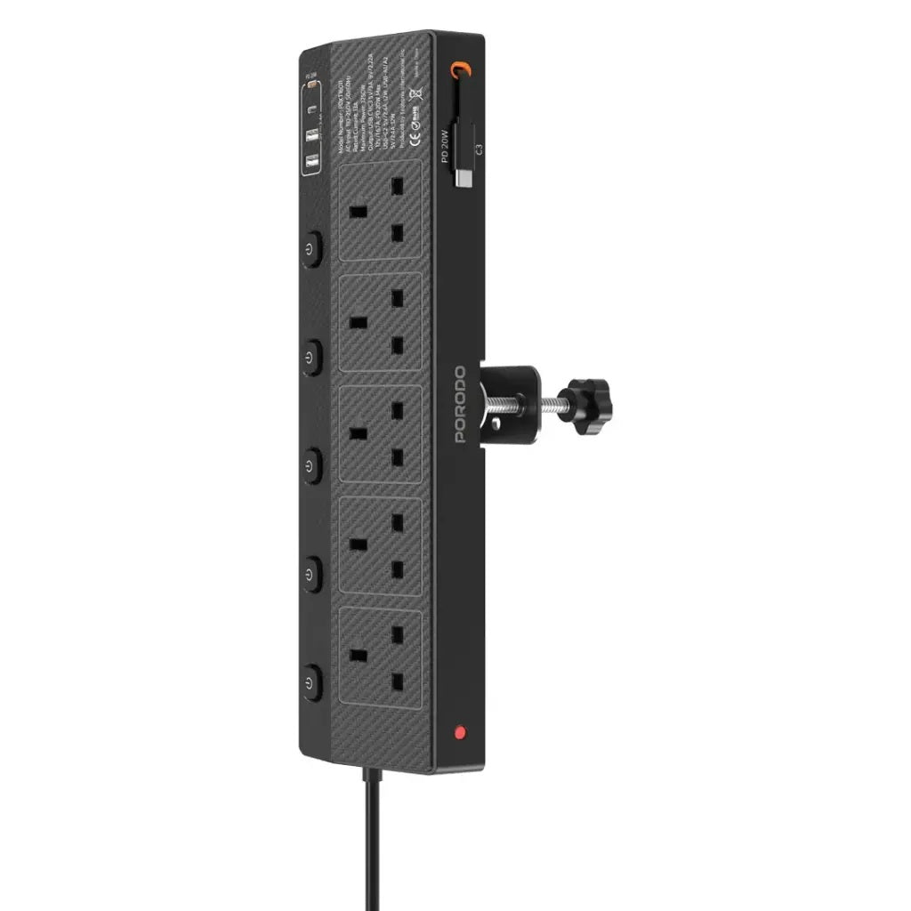 Porodo Voltguard Multi-Port Power Socket PD 20W - Black