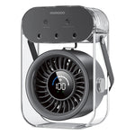 Portable fan with clear casing and visible Porodo branding on a white background