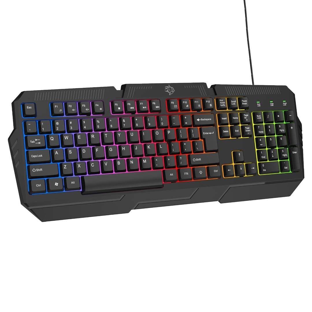 Gaming keyboard with RGB lighting on a white background