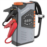 PORODO battery jump starter with digital display on a white background