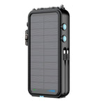 Black portable power station with solar panel on a white background