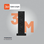 Black power strip with 3M branding on a gray background